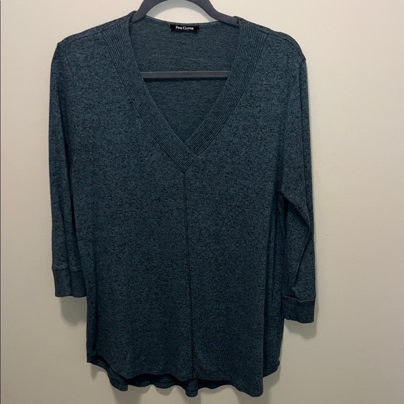 Pink Clover Dark Gray V-Neck Sweater - Picture 1 of 4